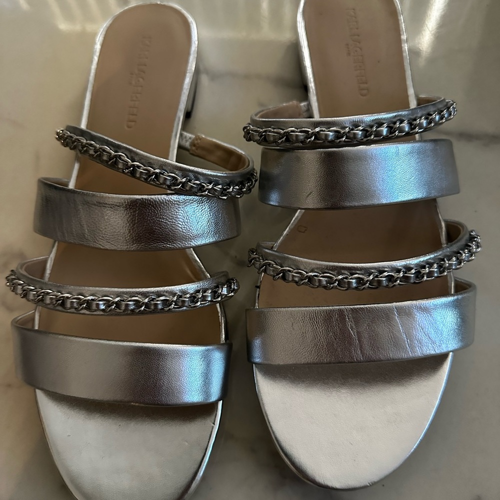 Karl Lagerfeld Silver Glam Sandals
